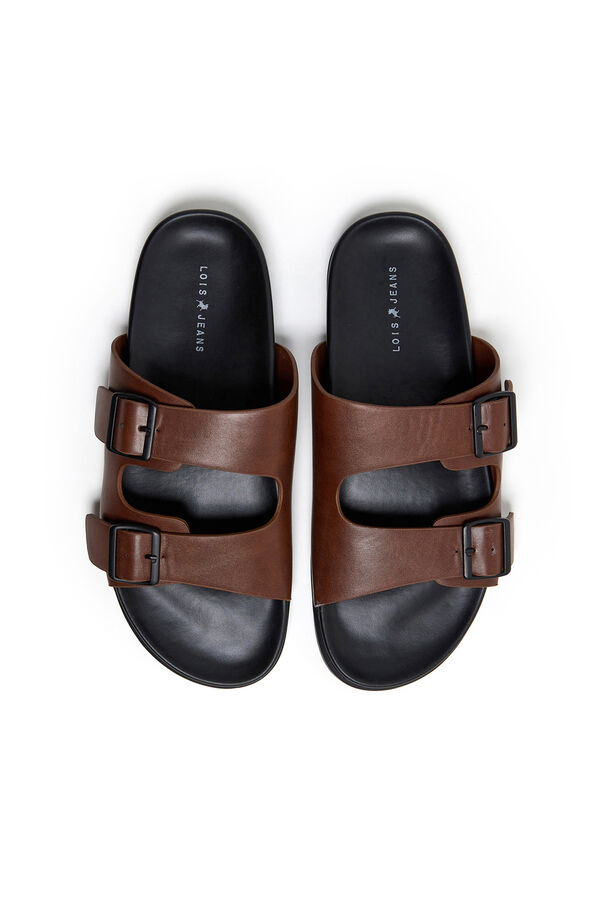 Lois Sand&aacute;lia casual aberta dois fechos castanho