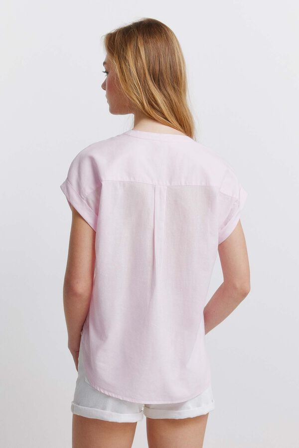 Springfield Camisa de algod&atilde;o gola mao rosa