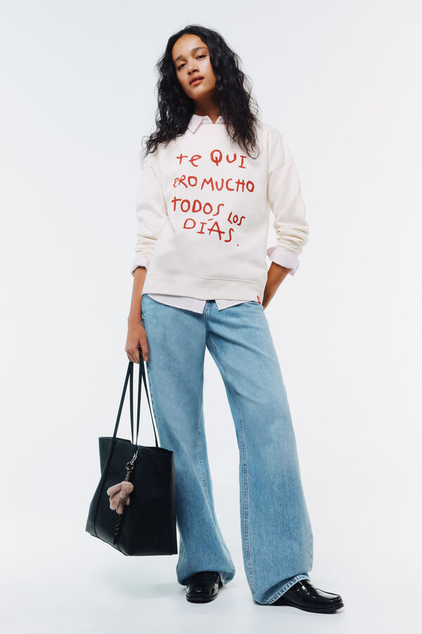 Springfield Sweatshirt "Te quiero mucho todos los d&iacute;as" bege