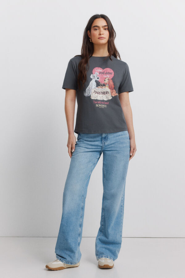 Springfield T-shirt de manga curta com desenho cinzento