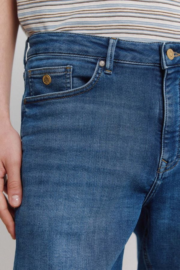 Springfield Bermudas jeans em malha denim m&eacute;dio azul