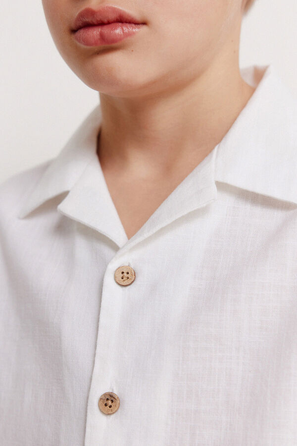 Springfield Kids Camisa manga curta para menino em efeito linho branco