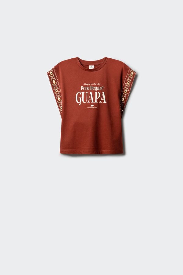 Springfield Kids T-shirt "Chegarei tarde, mas chegarei bonita" vermelho