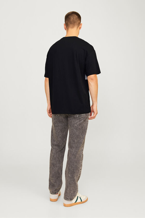 Jack & Jones T-shirt bicolor logo frontal preto