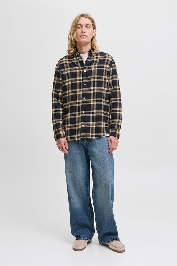 Jack & Jones Camisa xadrez regular fit preto