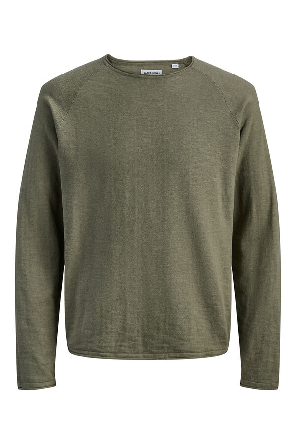 Jack & Jones PLUS Camisola b&aacute;sica manga comprida Caqui escuro