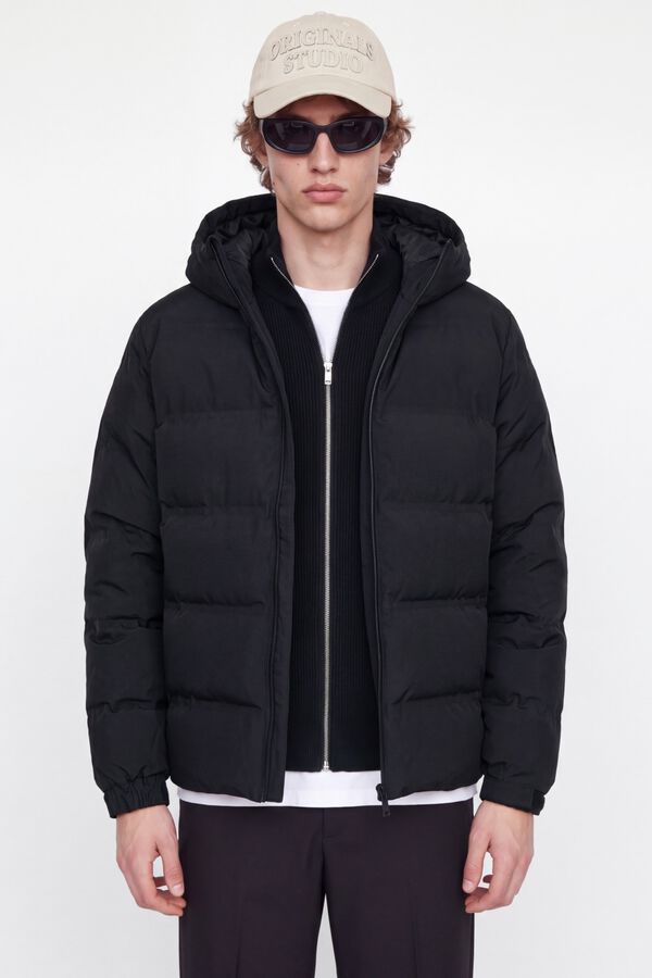 Jack & Jones Blus&atilde;o puffer com capuz preto