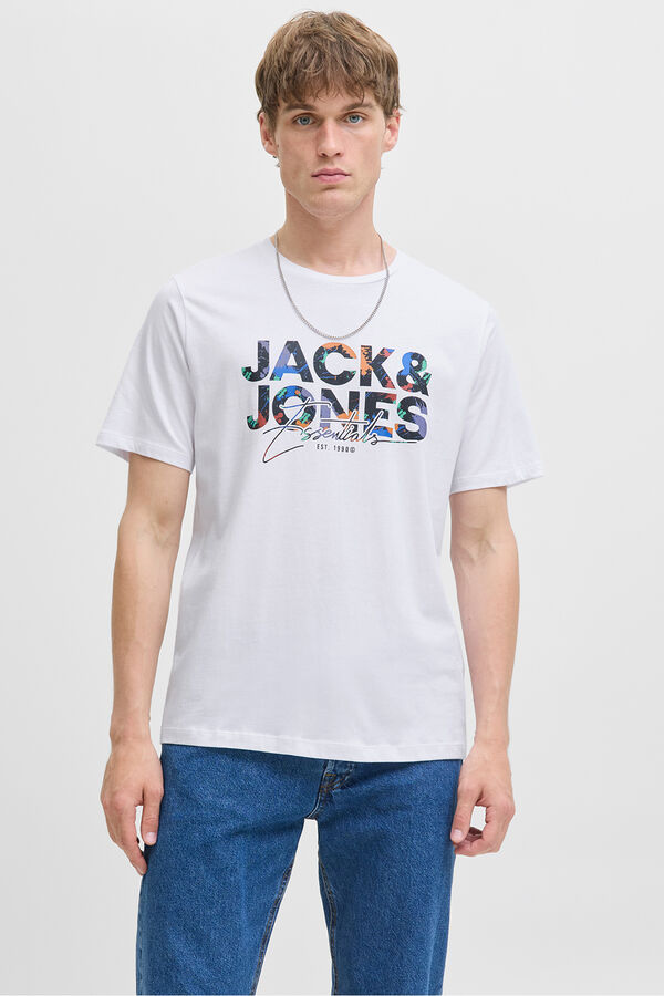 Jack & Jones Camiseta estampada regular fit branco