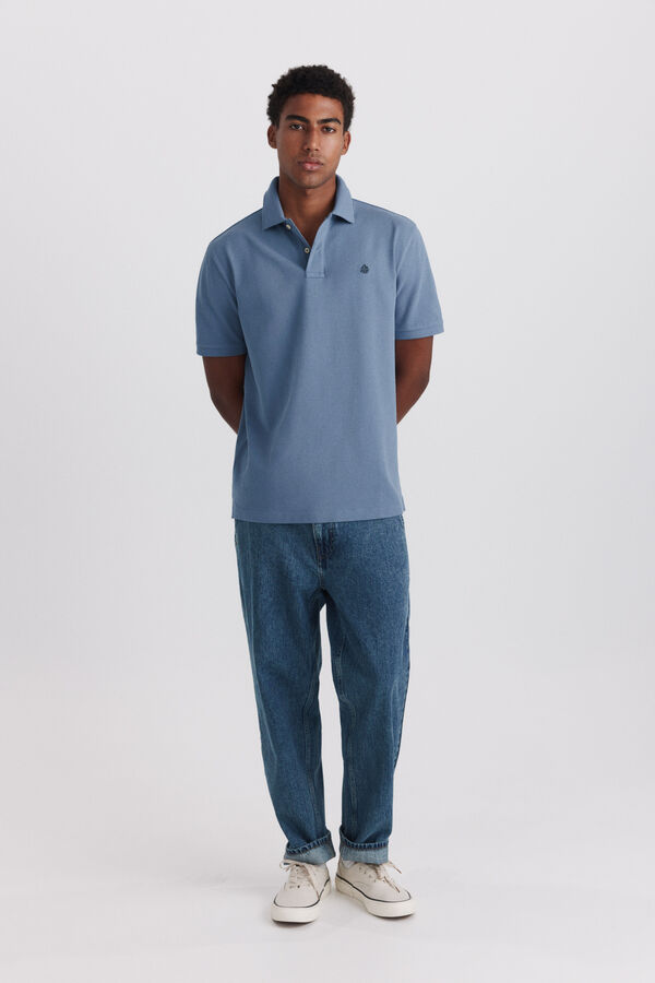 Springfield Piqu&eacute; basic regular fit polo shirt blue