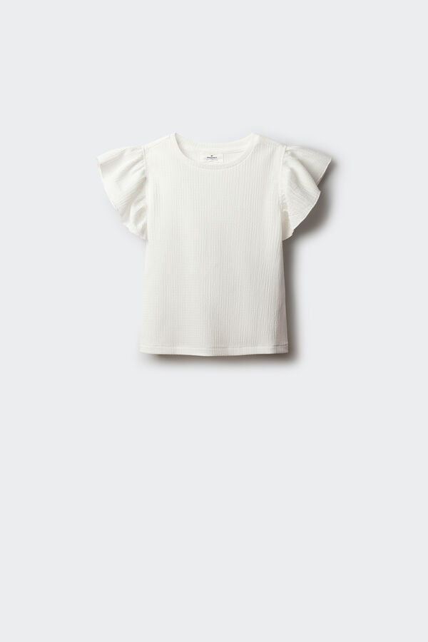 Springfield Kids T-shirt de manga curta com folhos menina branco