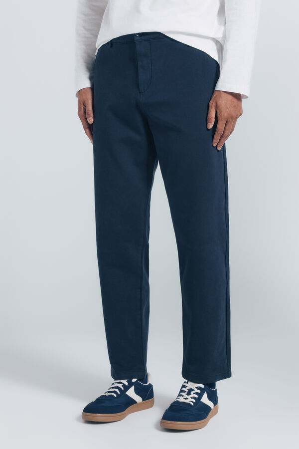 Springfield calças chino slim fit confortáveis azul