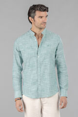 Celopman Camisa de colarinho Mao verde
