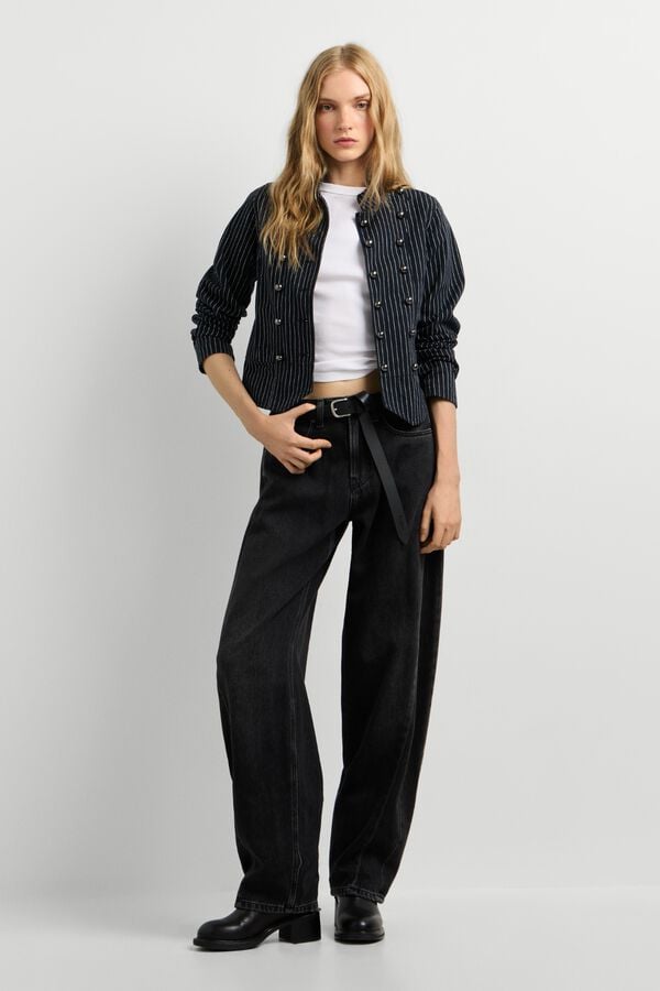 Pepe Jeans Casaco de riscas diplom&aacute;ticas preto