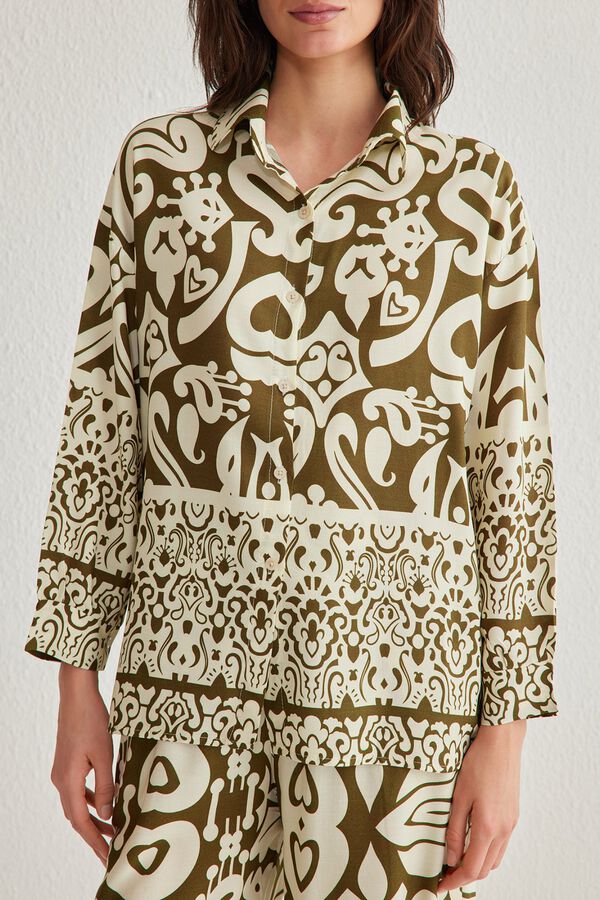 Trendyol Conjunto estampado fluido Caqui escuro