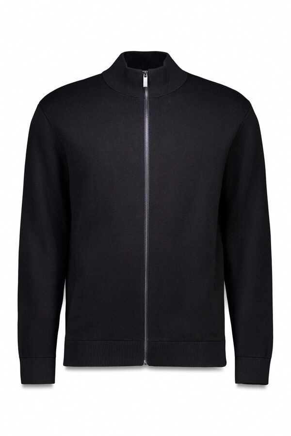 Springfield Casaco de malha com fecho-éclair Milano preto