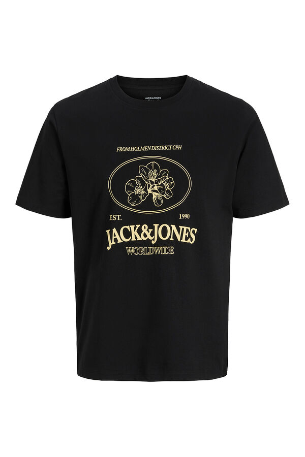Jack & Jones T-shirt manga curta em algod&atilde;o preto
