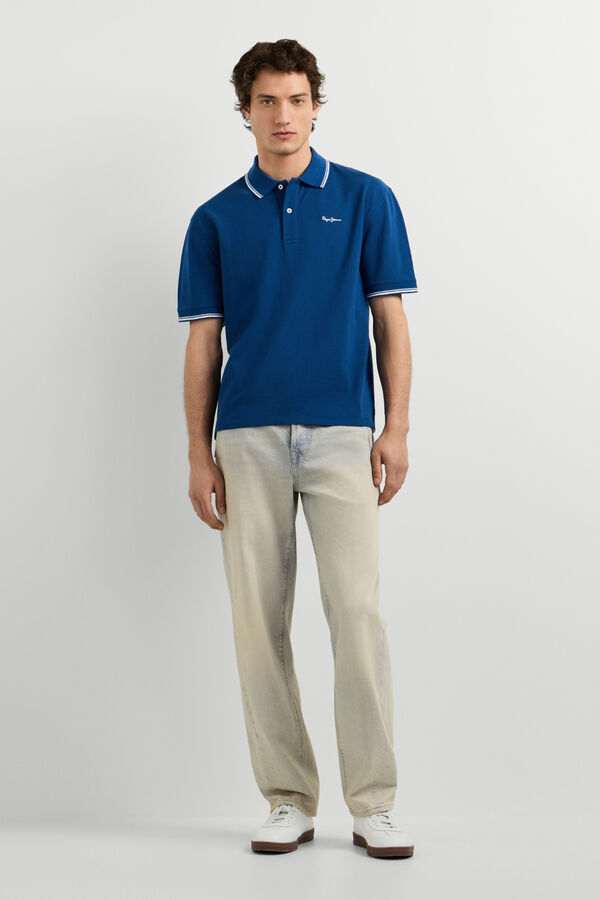 Pepe Jeans Polo piqu&eacute; regular com logo azul