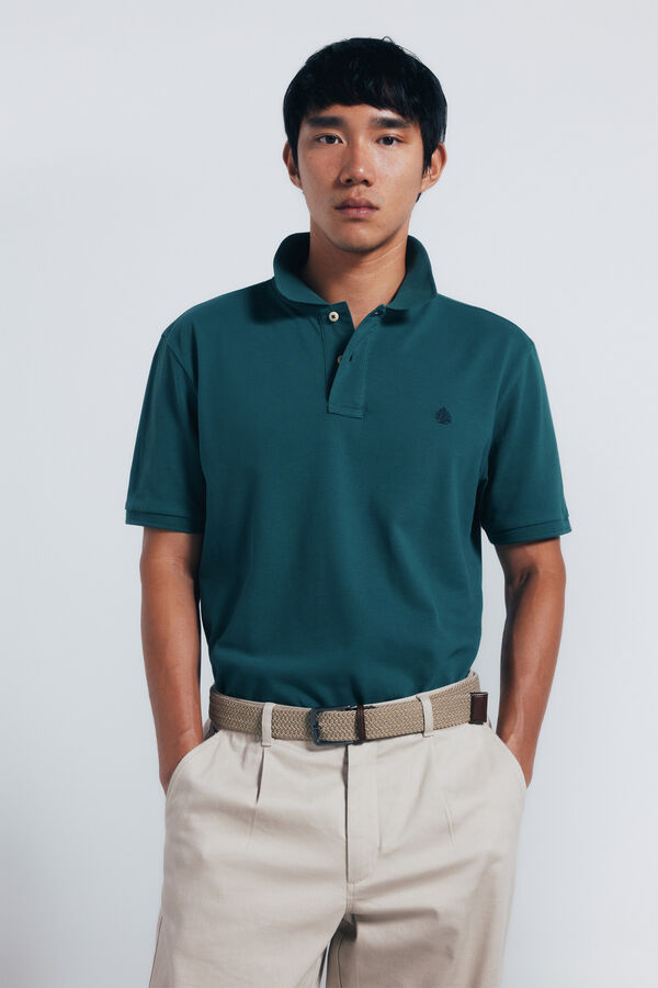 Springfield Essential regular fit piqué polo shirt green
