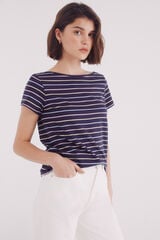 Springfield Camiseta gola canoa semi-ajustada azul