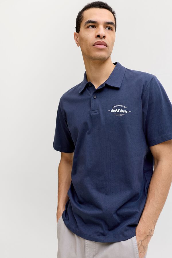 Jack & Jones Polo regular fit em algod&atilde;o azul