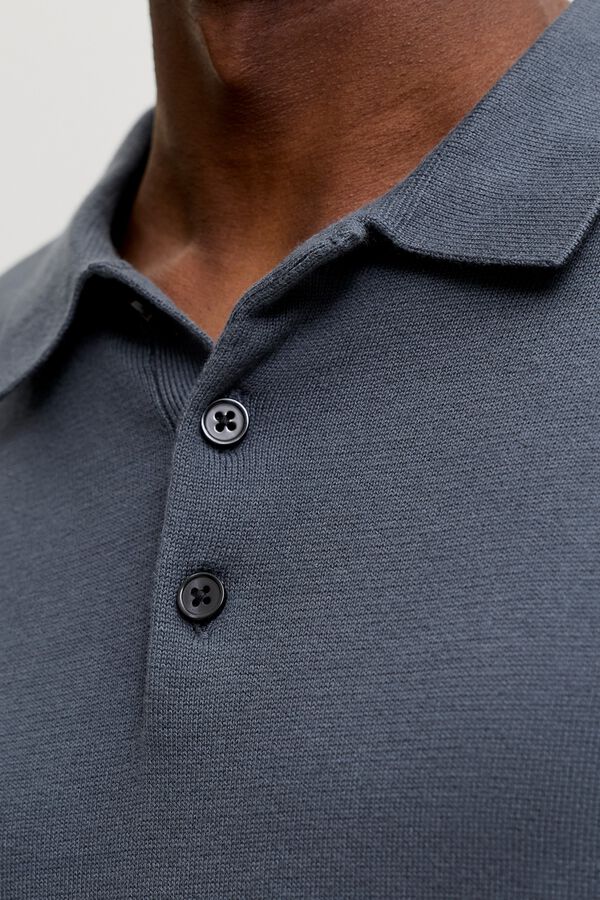Jack & Jones Polo de malha 100% algod&atilde;o cinzento