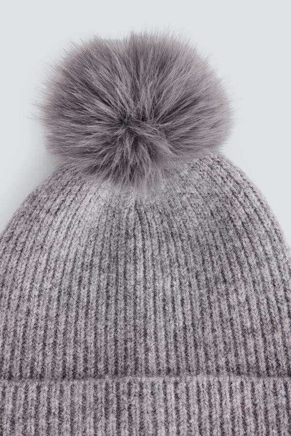 Springfield Bon&eacute; de malha pompom cinzento