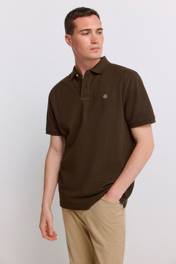 Springfield Polo piqu&eacute; b&aacute;sico Springfield regular fit castanho