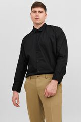 Jack & Jones PLUS Poplin long sleeve shirt black