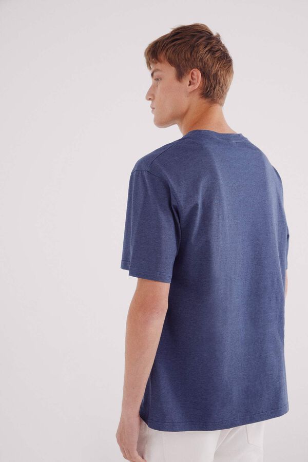 Springfield Micro stripe woven t-shirt blue