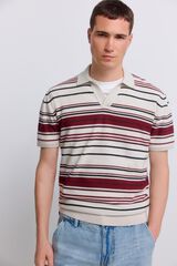 Springfield Polo de malha com riscas irregulares cinzento