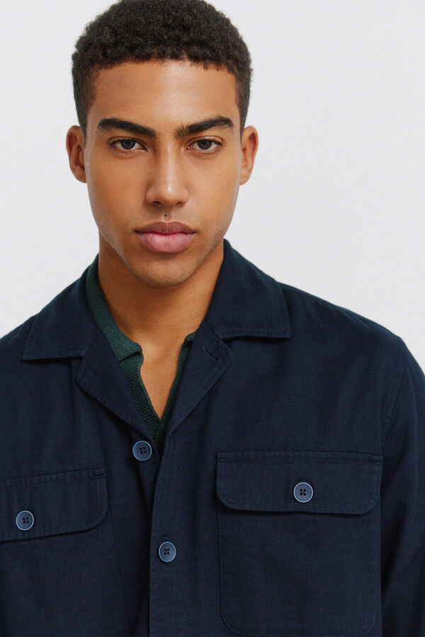 Springfield Sobrecamisa algod&oacute;n slub azul