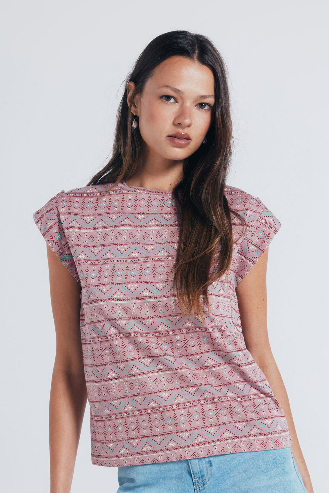 Springfield Camiseta estampada com mangas de la&ccedil;o