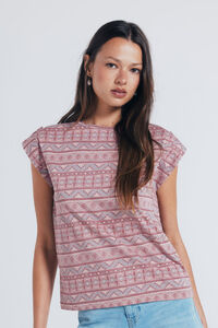 Springfield Camiseta estampada com mangas de la&ccedil;o