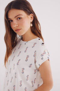 Springfield T-shirt estampagem botões ombro