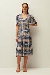 Systemaction Vestido comprido estampado azul
