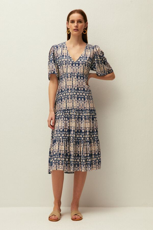 Systemaction Vestido comprido estampado azul