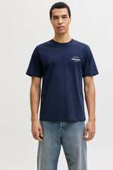 Jack & Jones T-shirt manga curta logo azul