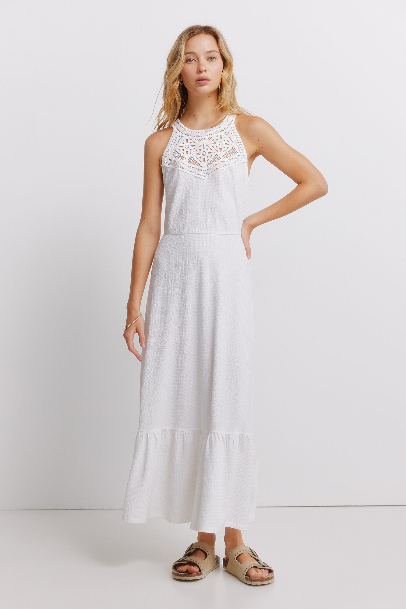 Springfield Vestido midi cuello halter crochet
