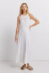 Springfield Vestido midi gola halter em crochet branco