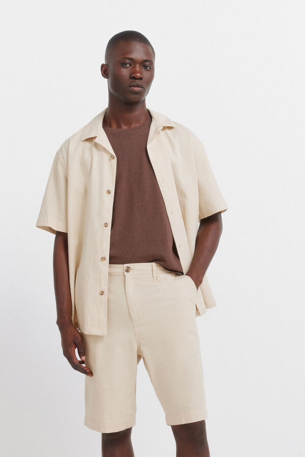 Springfield Bermuda lino relaxed fit beige