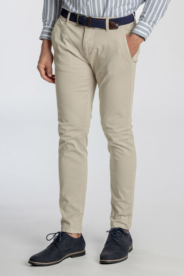 Celopman Chino Básico Skinny Croped   cinzento
