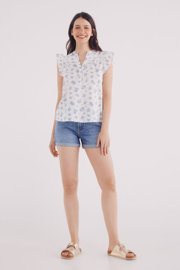 Springfield Lace insert blouse blue