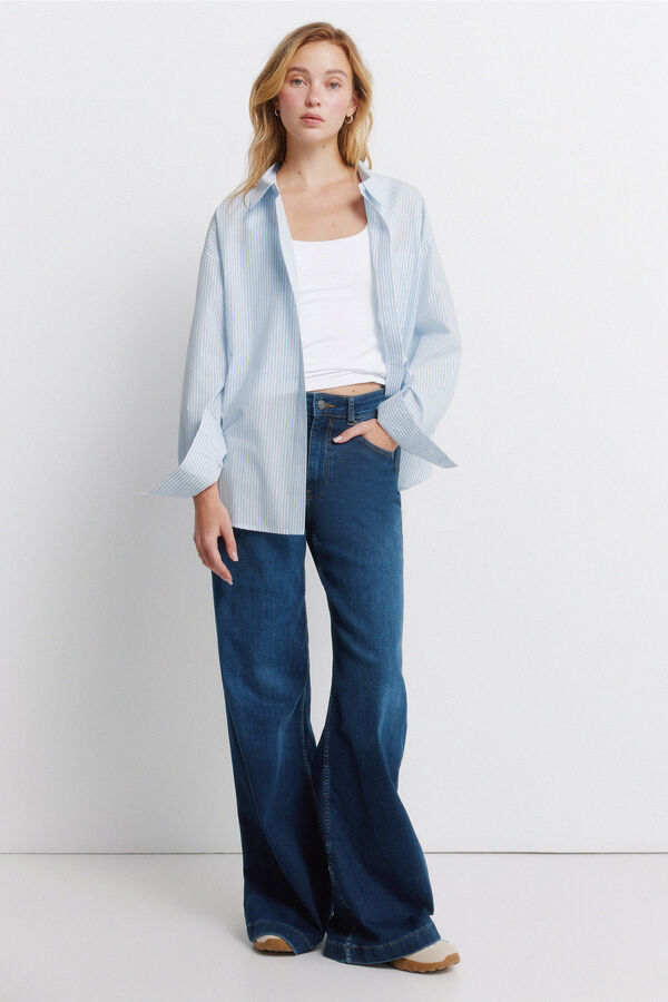 Springfield Camisa oversize &agrave;s riscas azul