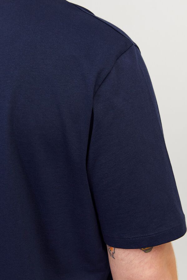 Jack & Jones PLUS T-shirt bordada de manga curta azul