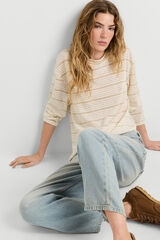 Pepe Jeans T-shirt de riscas de manga comprida bege