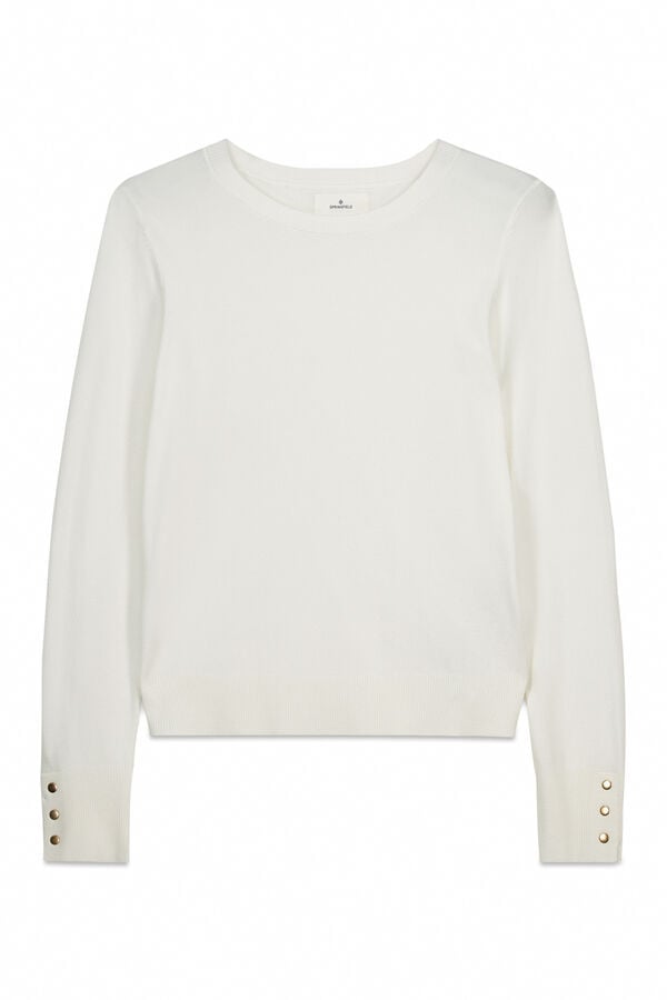 Springfield Camisola fina bot&otilde;es punhos bege