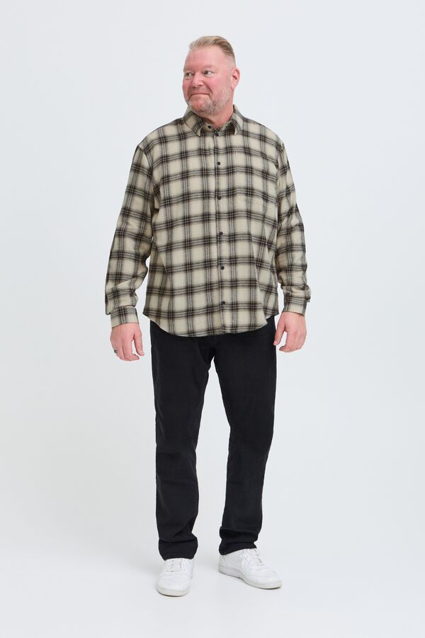 Blend PLUS Camisa de quadrados com bolsos cinzento