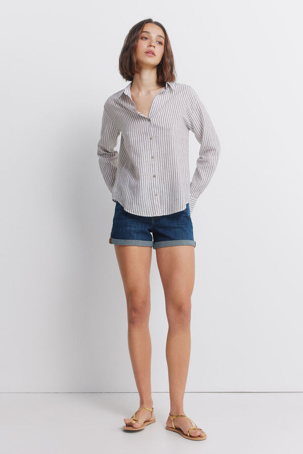 Springfield Linen V-neck shirt nude
