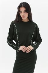 Oxxo Top de manga comprida com costuras verde