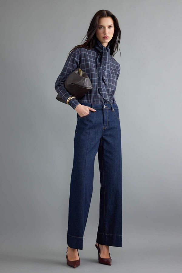 Trendyol Cal&ccedil;as jeans wide leg azul